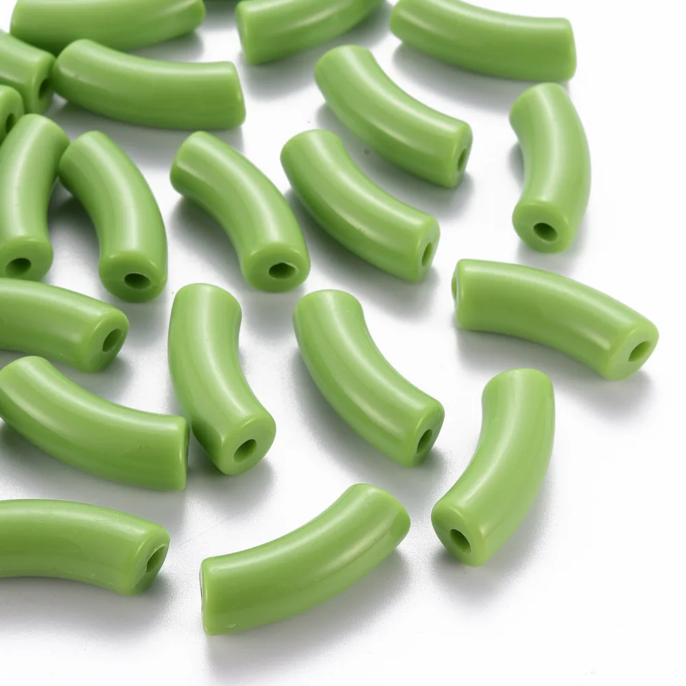 

500g Opaque Acrylic Beads Curved Tube Olive Drab 36x13.5x11.5mm Hole: 4mm about 133pcs/500g