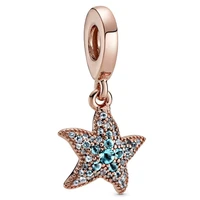 authentic 925 sterling silver moments sparkling starfish with crystal dangle charm bead fit pandora bracelet necklace jewelry