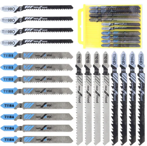 

20Pcs Curve Saw Blade Set Wood Plastic Metal Cutting and Gear Milling Machine Jig Saw Blade Cutting Dics T-Shank Assorted Blades