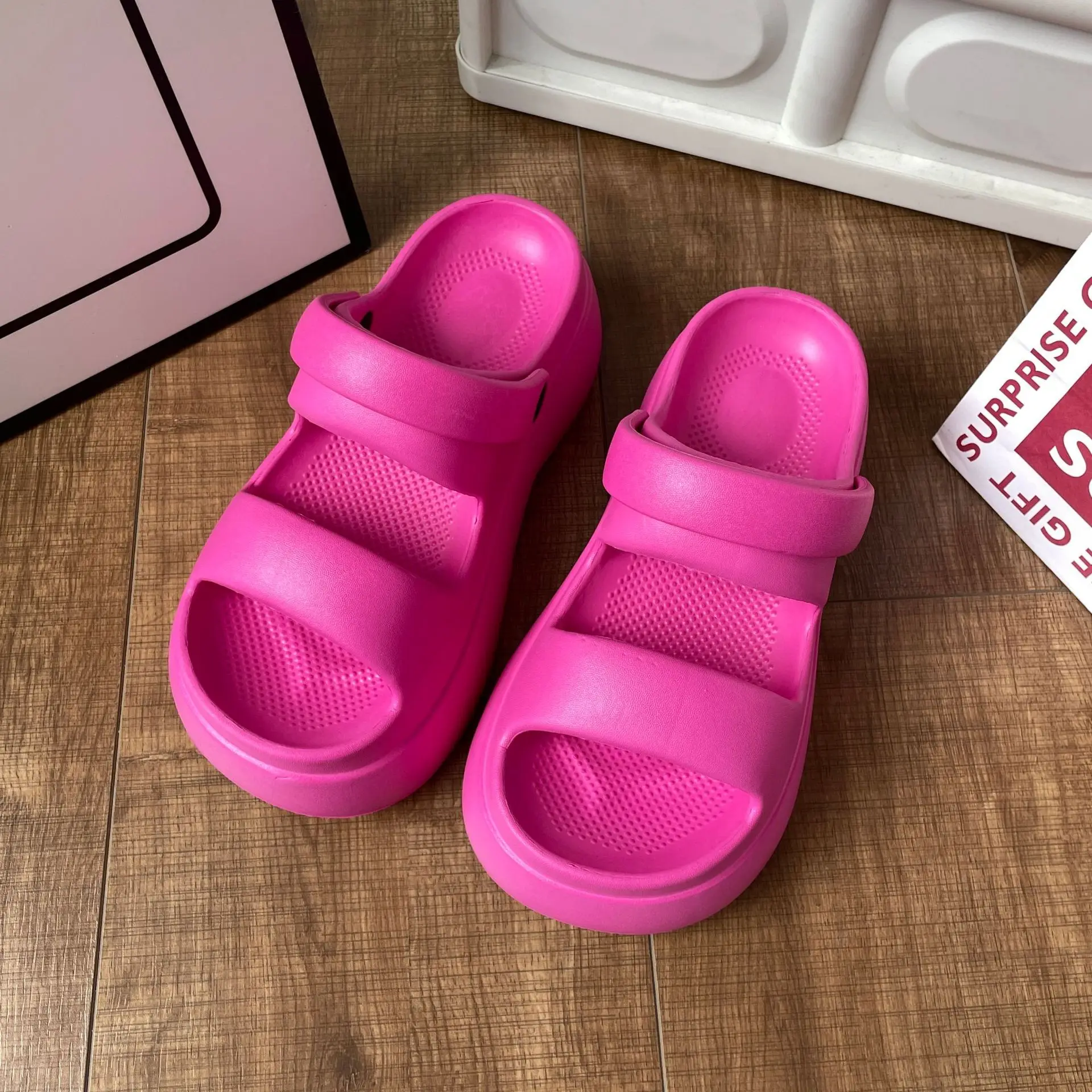 Summer EVA Simple Thick Sole Women's Sandals and Slippers New Trend Indoor and Outdoor Wear Elevated Beach Sandals and Slippers