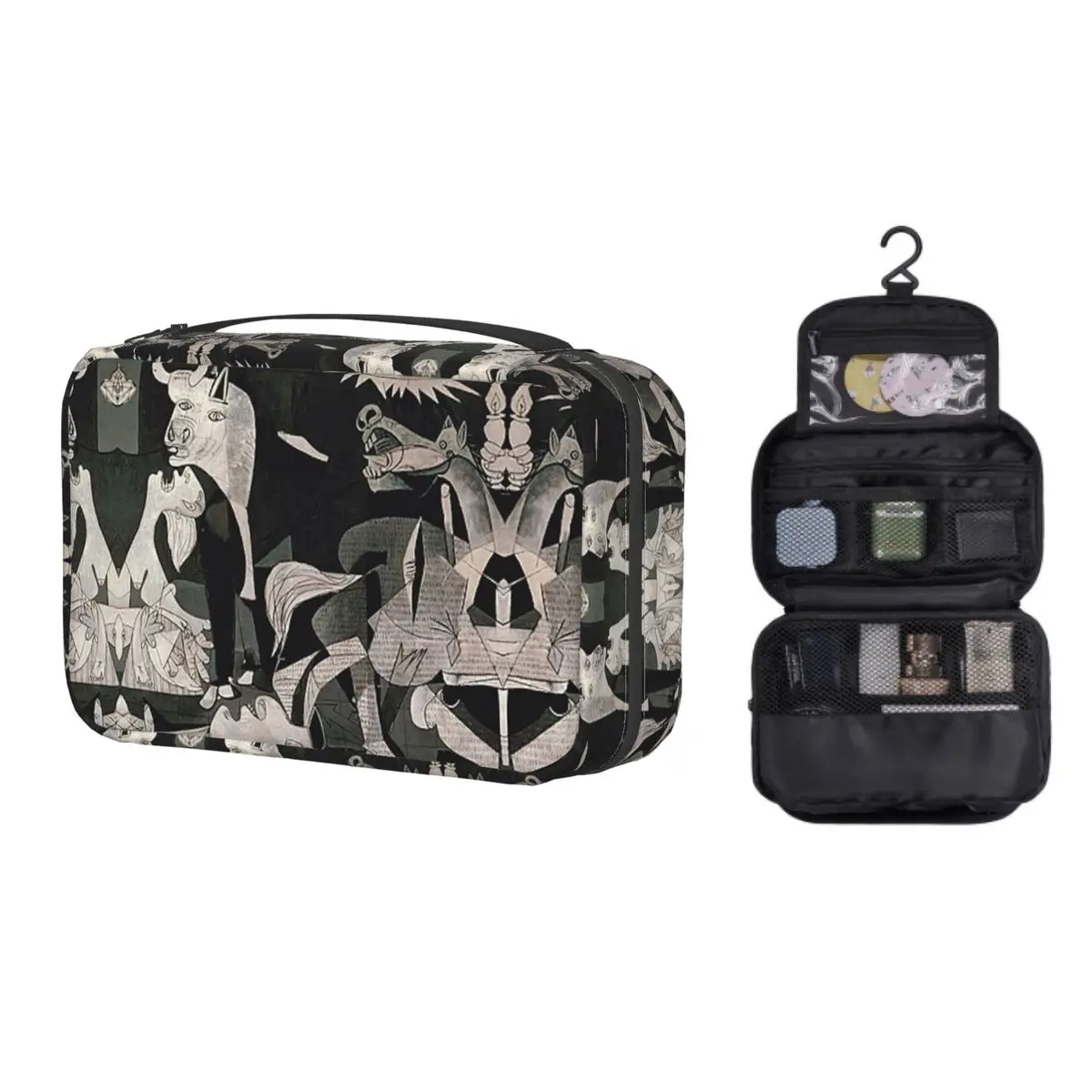 

Fashion Spain Pablo Picasso Guernica Travel Toiletry Bag Women Hanging Makeup Cosmetic Organizer Dopp Kit