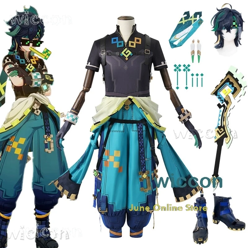 Genshin Impact Kinich Косплей Костюм Парик Игра Мужчины Женщины Natlan Ролевая игра Хэллоуин