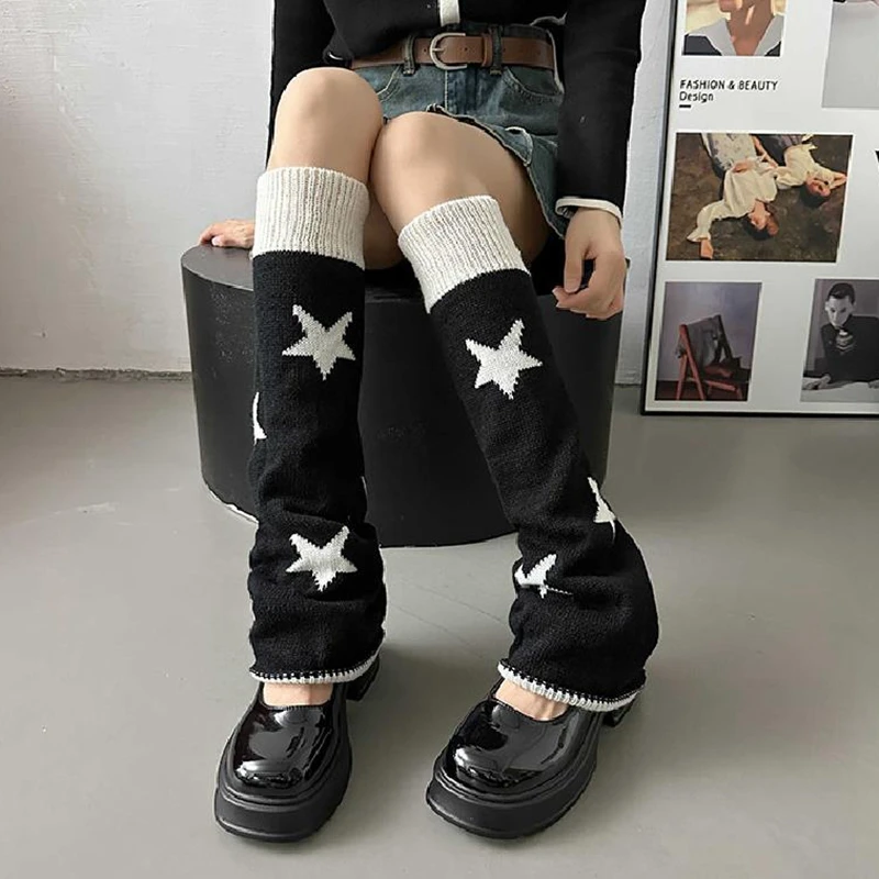

Women s Lolita Knitted Cute Leg Warmers Harajuku Kawaii Boot Socks E-Girls High Leg Slouch Stockings Y2K Streewear