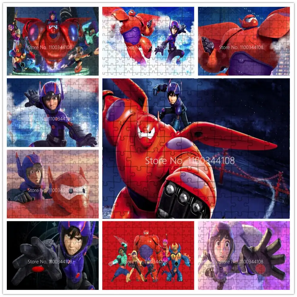 

Big Hero 6 Jigsaw Puzzles Diy 300/500/1000 Pieces Disney Anime Cartoon Adult Kids Educational Puzzles Toy Birthday Gift Fun Game