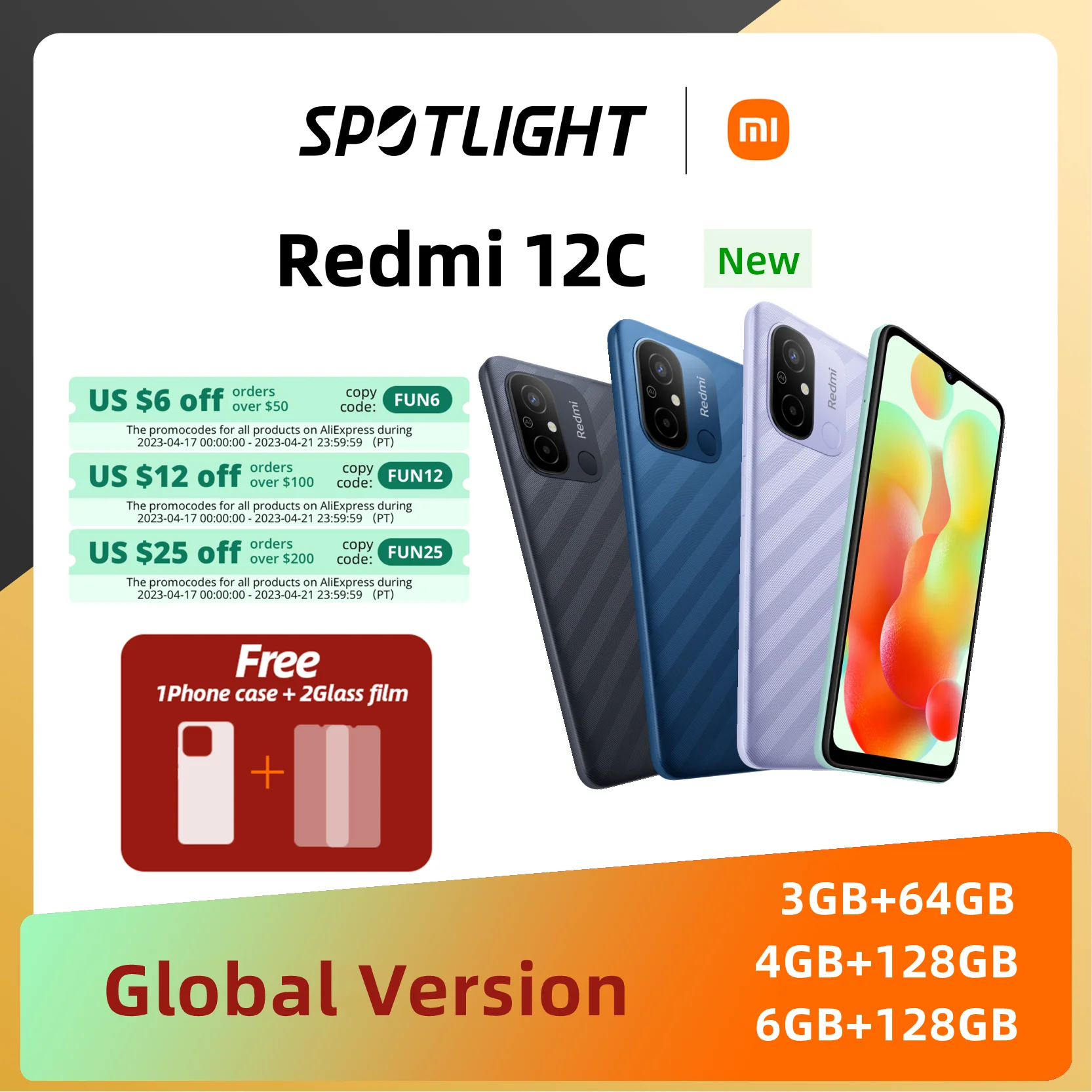 

World premiere Xiaomi Redmi 12C Global Version 64GB 128GB Smartphone MediaTek Helio G85 6.71" Display 50MP Camera 5000mAh Mobile