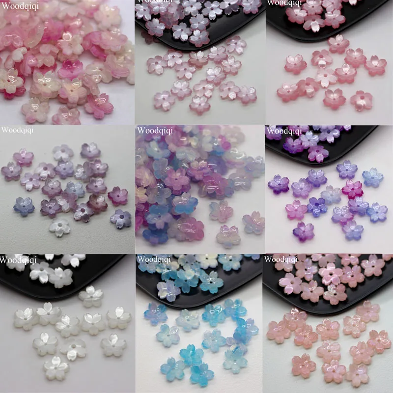 

20PCS 10mm 3D Flower Sakura Petal Loose Beads Craft DIY Jewelry Making Spacer Wholesale Starry