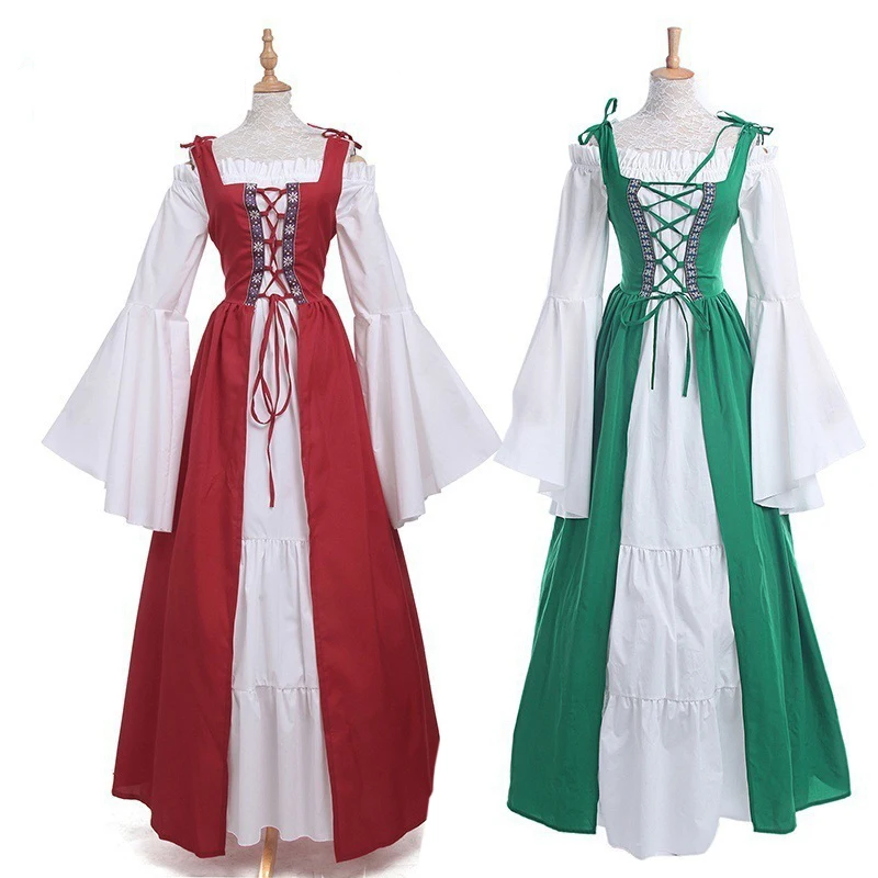 Женское винтажное платье до пола готическое в стиле ретро с длинным рукавом