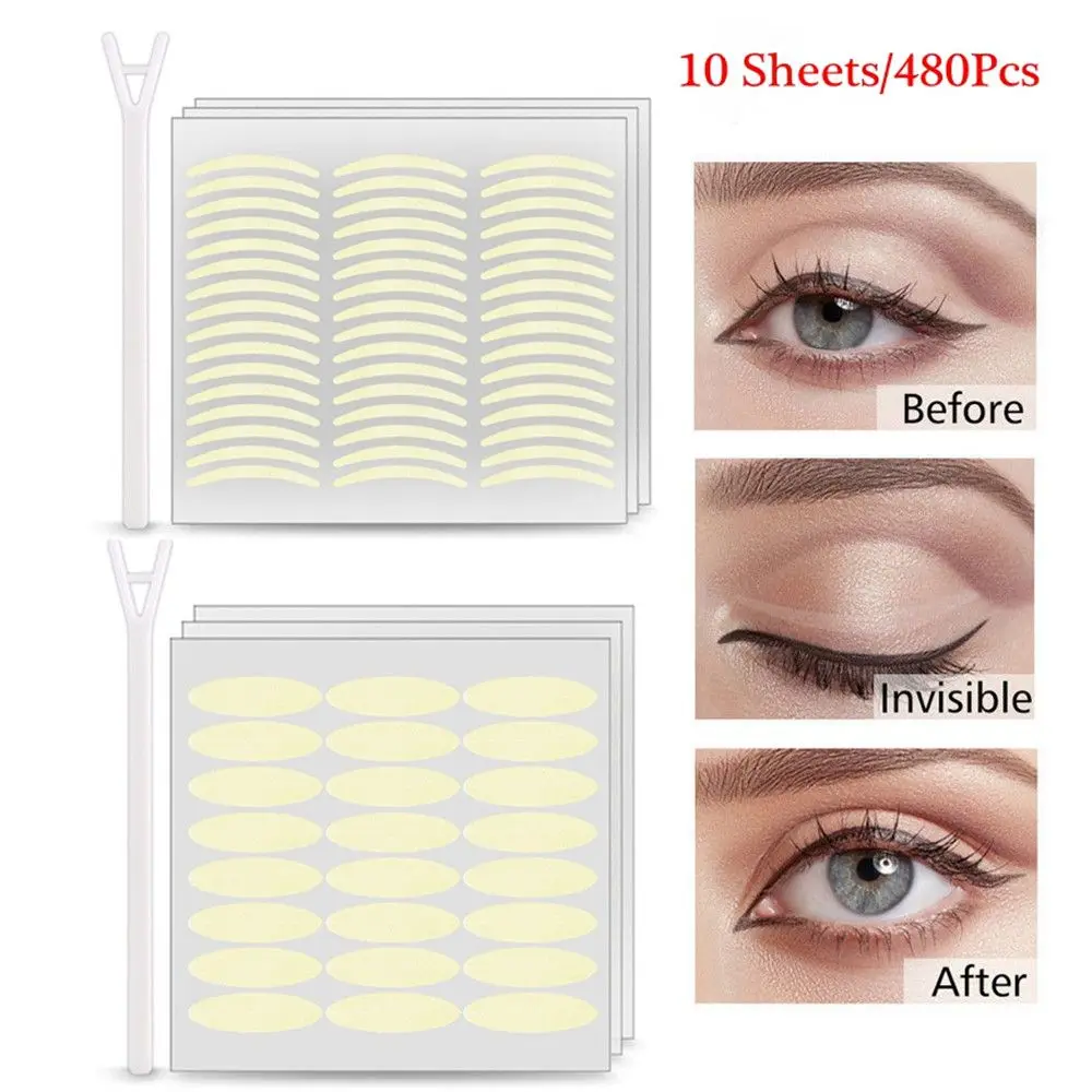 

480pcs Invisible Eyelid Stickers Transparent Eye Makeup Tape Double Side Eyelid Breathable Makeup Tool Women Beauty