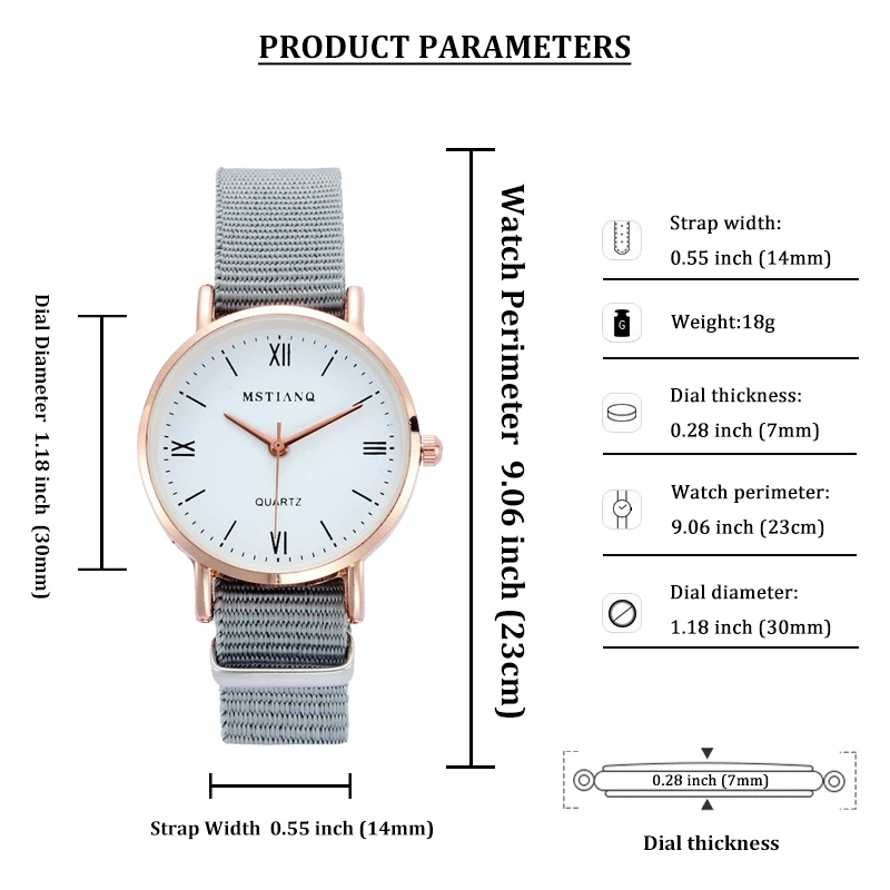 New watch women's fashion casual nylon strap watch simple women's small plate quartz clock dress watch