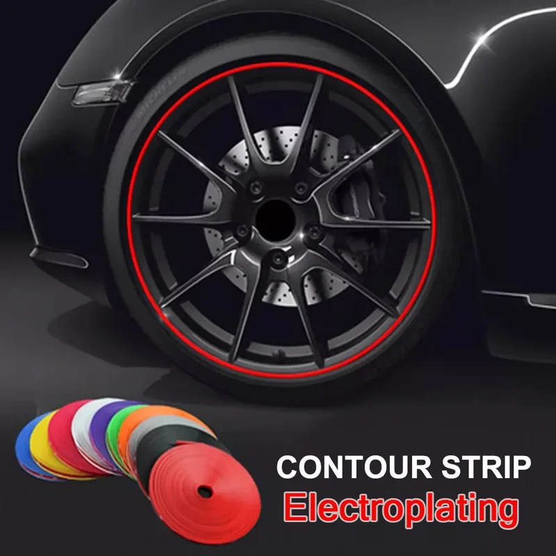 

8m Car Wheel Rims Protector Strip Colorful Electroplating Strip Anti-Collision Protection Ring Auto Tire Guard Decoration Line