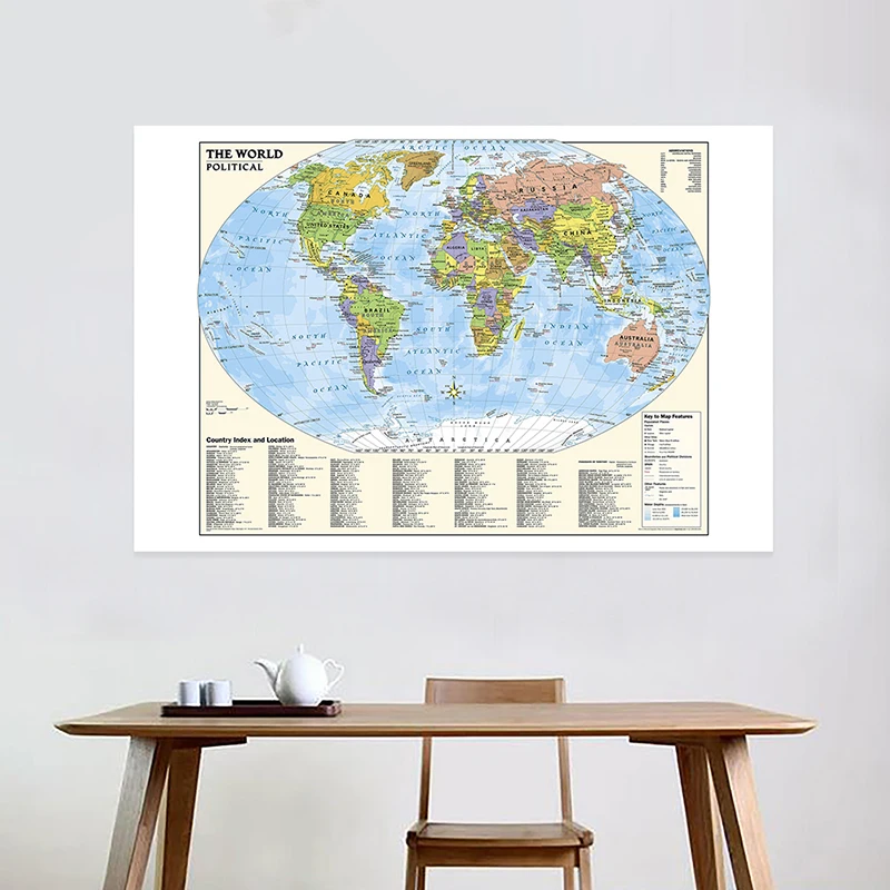 

150x100cm The World Map Non-woven Canvas Painting Wall Art Poster Unframed Print Home Decoration School Classroom Supplies