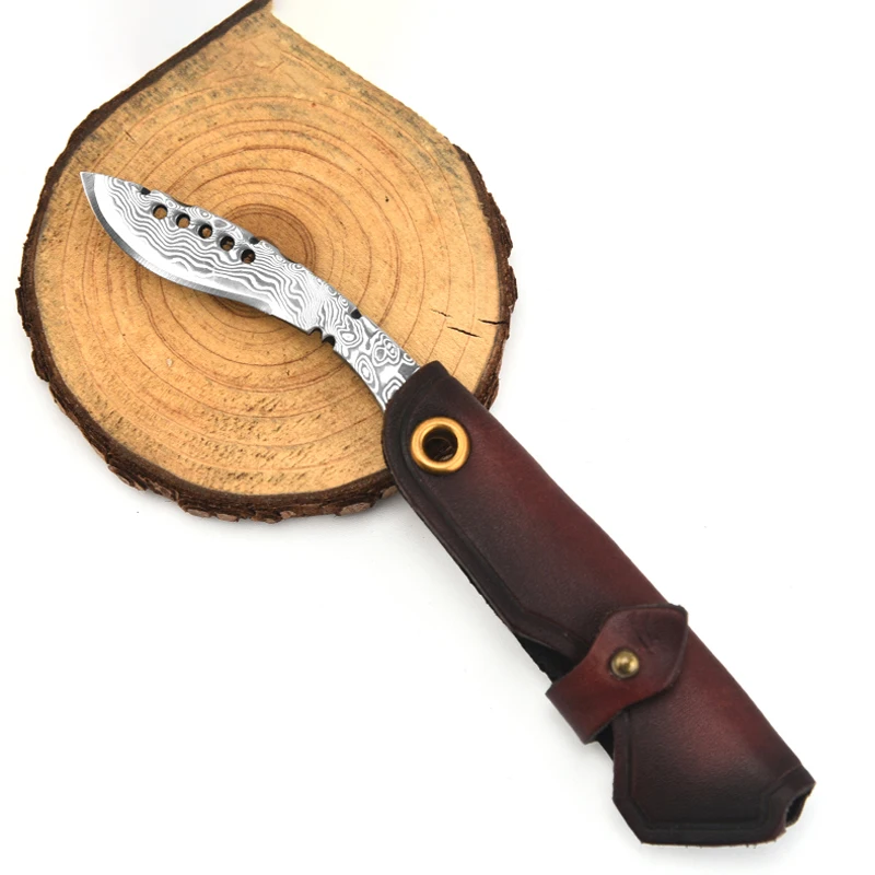 Дамасское лезвие кожаная ручка складной нож для ракетки бытовой инструмент
