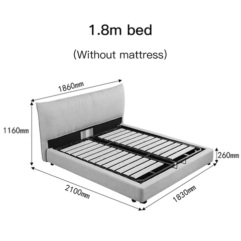 Тканевая кровать в скандинавском стиле, современная простая двуспальная кровать, Главная спальня, 1,8 м, мягкая моющаяся Свадебная кровать с подсветкой и пространством для хранения