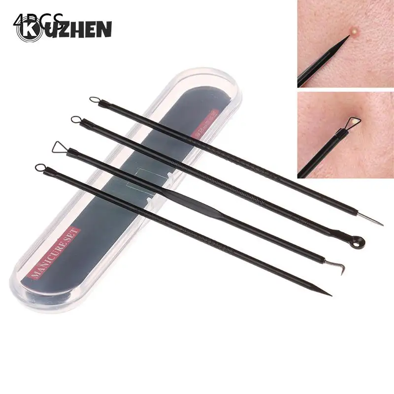 

4PCS Blackhead Extractor Cleaner Acne Remover Needles Set Stainless Black Spots Face Facial Cleanser Tools