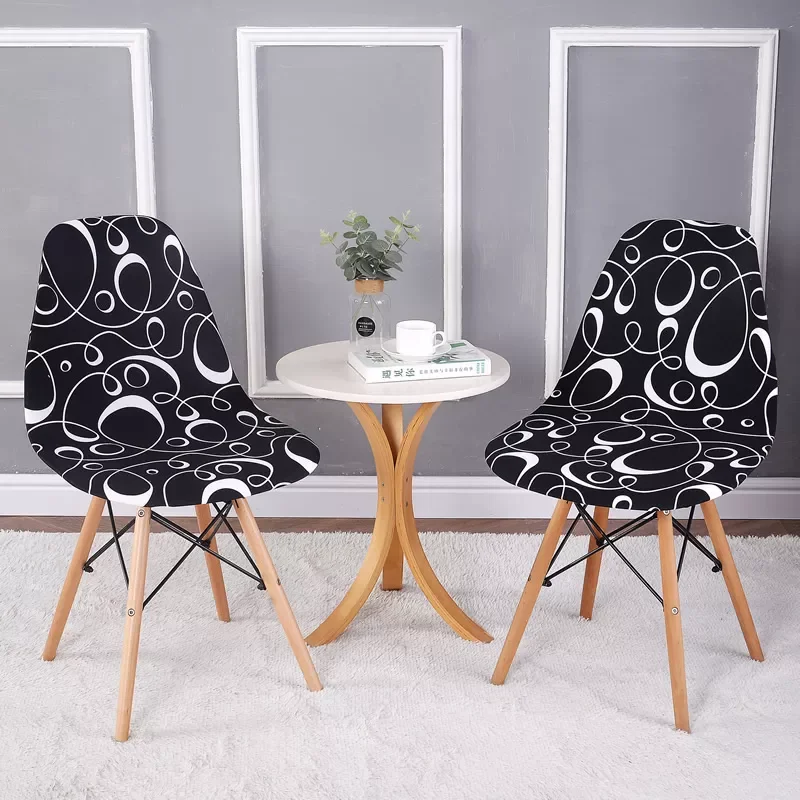 

NEW Piece Cheap Small Size Shell Shape Printed Chair Cover Stretch Washable Chair Cover Protector Seat Covers For Dining Room