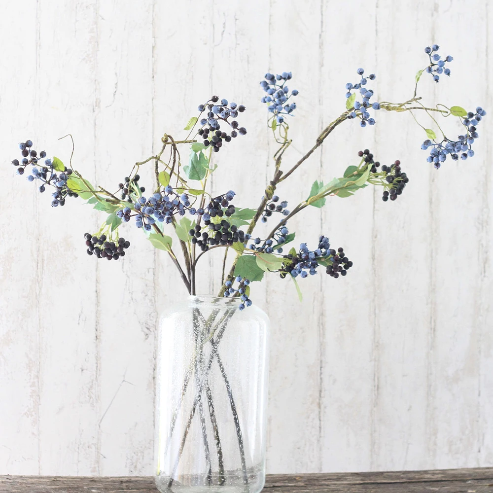 

ARTIFICIAL BLUEBERRY SPRAY 82cm Blueberry Artificial Fruit Cranberry Foam Branch Berry Wedding Christmas Party Home Decoration
