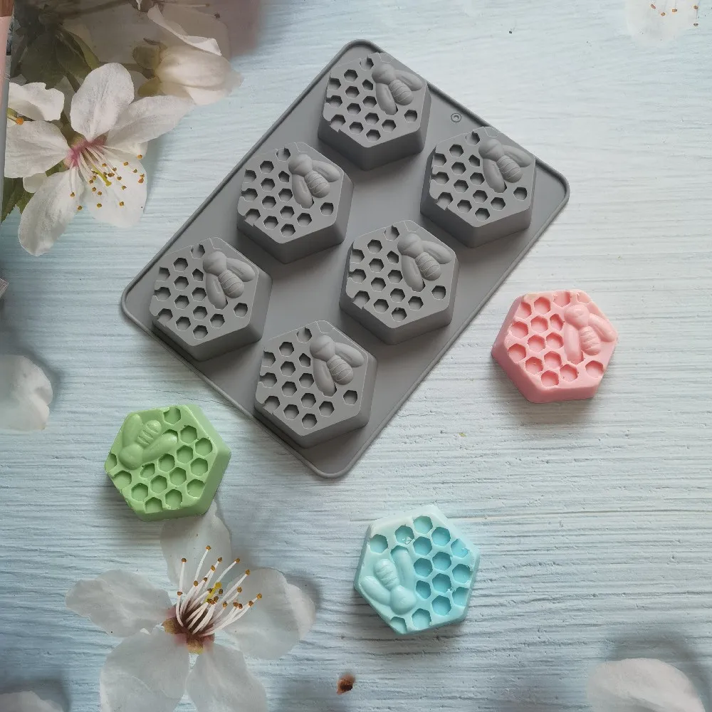 

Honey Bee Silicone Soap Mold Diy Handmade Craft 3D Soap Mold Silicone Hexagon Soap Molds for Soap Making