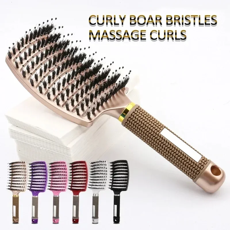 

Hair Brush Scalp Massage Comb Hairbrush Bristle&Nylon Women Wet Curly Detangle Hair Brush for Salon Hairdressing Styling Tools