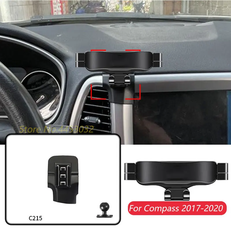 

Гравитационный Автомобильный держатель для телефона для JEEP Compass 2017-2020, базовое крепление, Специальная подставка для GPS, регулируемый кронштейн, аксессуары для интерьера