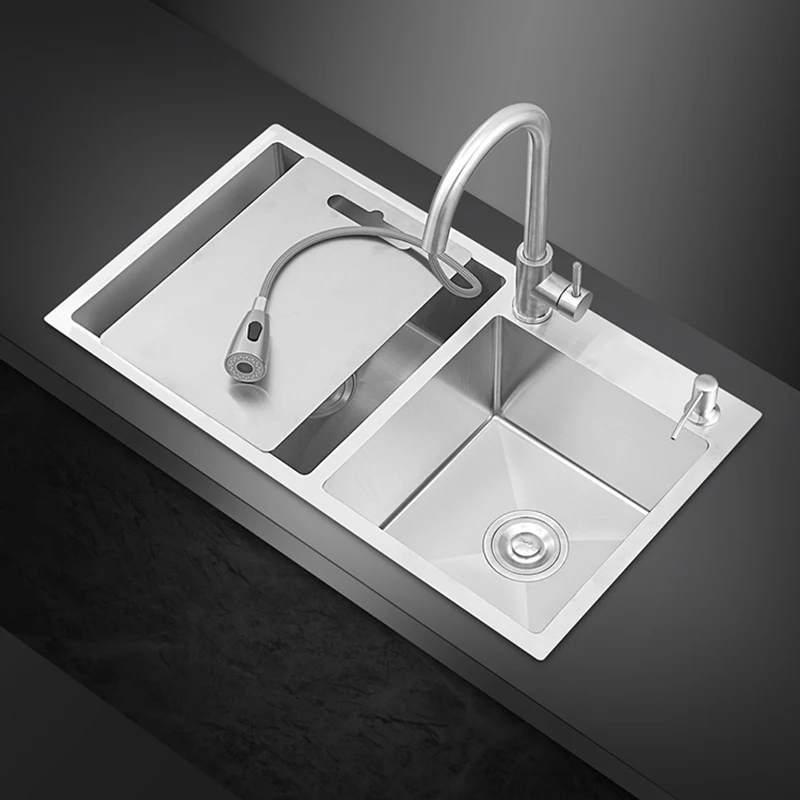 

Кухонная раковина из нержавеющей стали сливная труба, сливная доска, подставка, двойная чаша для мытья, кухонная раковина, органайзер, кухон...