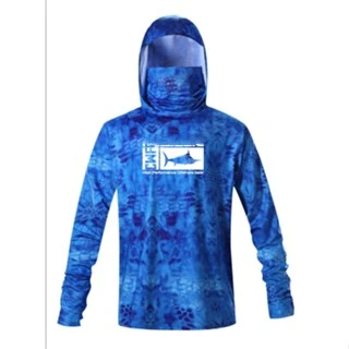 

Hot Summer Men Hooded Long Sleeve Performance Fishing Shirts Jersey Fishing UV Hoodies Clothing Face Mask