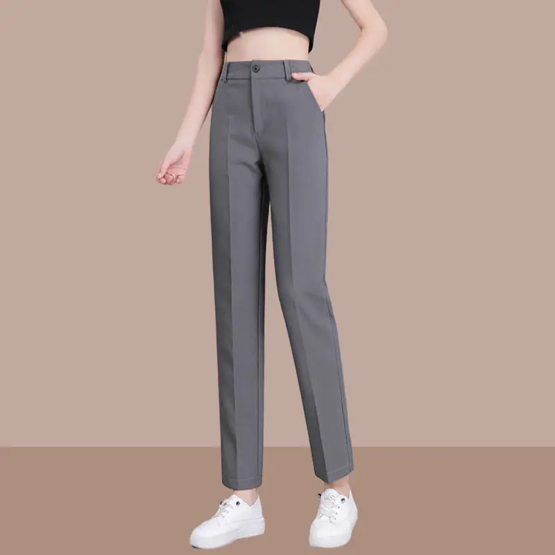 

Women Chic Office Wear Suit Pants Vintage High Waist Ladies Trousers Baggy Korean 2022 Spring and Autumn Pencil Pants Female J53