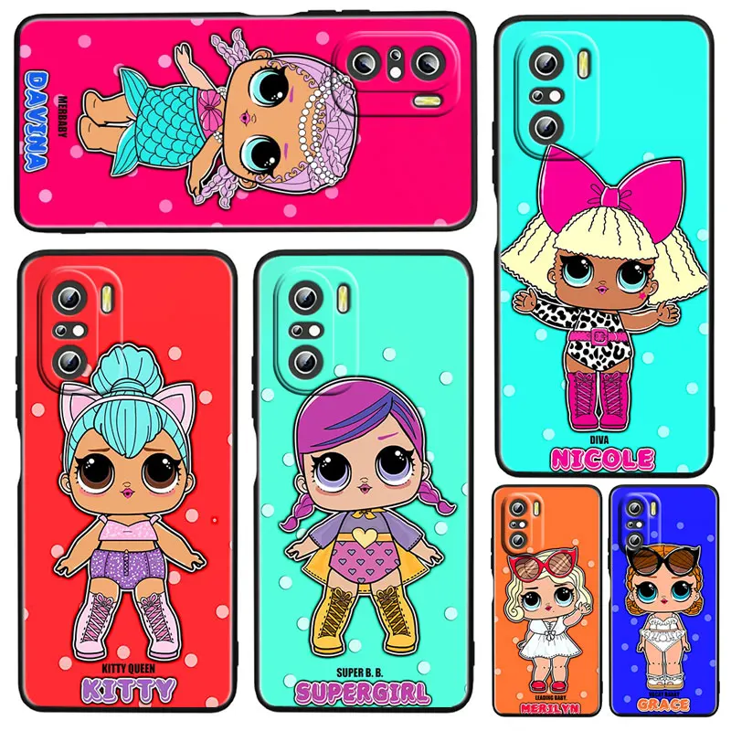 

Girl LOL Surprise Doll For Xiaomi Redmi K50 Gaming Pro 5G 10 9 9A 9C 9T 8 7 6 5 4X TPU Soft Black Phone Case Fundas Capa Cover
