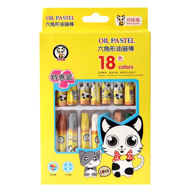18 цветов/коробка Мультяшные мелки для детей ручка рисования граффити масляные
