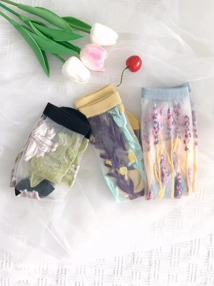 2023 Summer New Crystal Stockings Fairy Stockings Thin Type In Tube Stockings Glass Silk Card Stockings