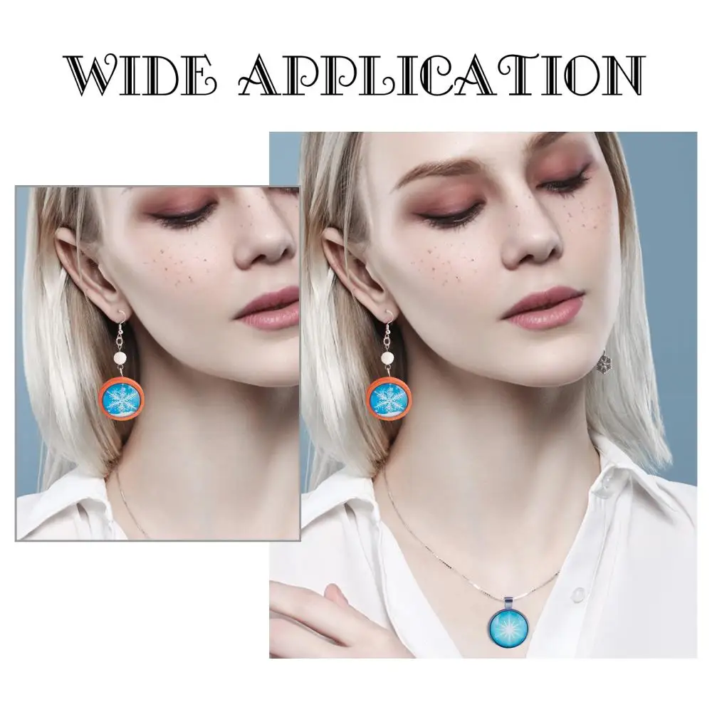 70Pcs Colored Snowflake Pattern Glass Cabochons 25mm Dome Flatback  Spacers for DIY Christmas Theme Jewelry Making Accessories