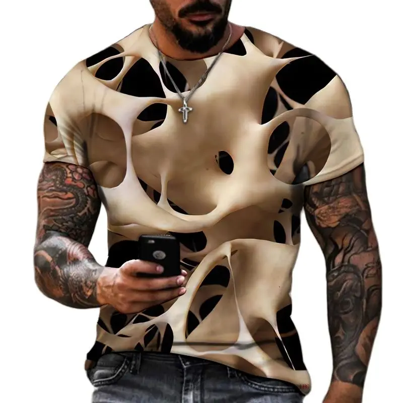 

2022 Brand Men's Summer Short Sleeve Three-dimensional Pattern 3D Printing Men T-shirts Trendy Streetwear Tops Tees Size 6XL
