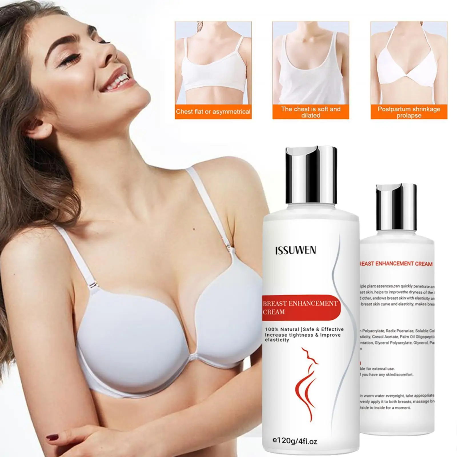 

Breast Enhancement Cream Fast Growth Boost Female Hormones Improve Sagging Lifting For Firming Massage Woman Breast Beauty W2P5