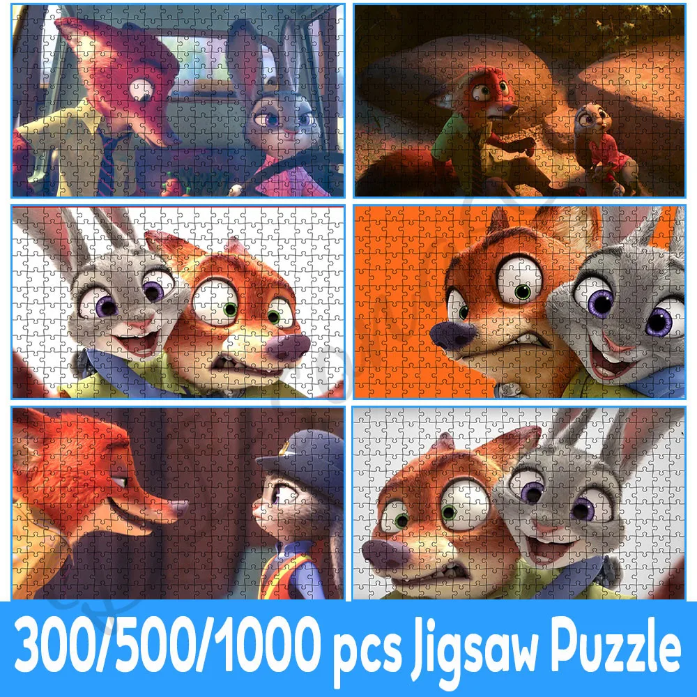 

Disney Puzzle for Kids Zootopia Jigsaw Puzzle 35/300/500/1000 Pieces Cartoon Pictures Decompress Entertainment Toy Gifts