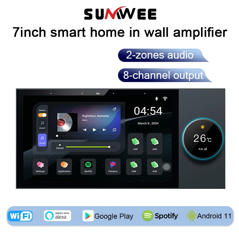 Аудиосистема умного дома в настенном усилителя 2-зонные звуковые эффекты