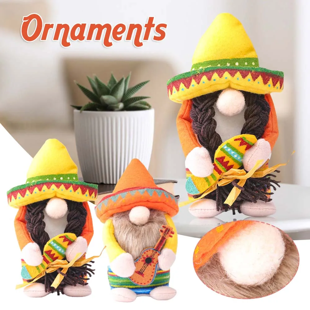 

Gnomes Plush Toys Mexican Carnival Ornament Fuzzy Dwarf Doll Holding Instruments Celebration Supply Themed Decoration 2020ing