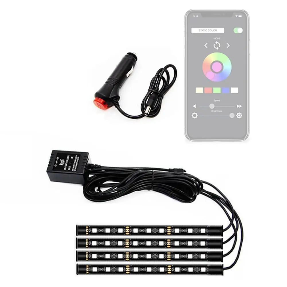 

Car Interior Decorative Lights Led Car Foot Ambient Lights With Remote/Voice Control Music Control App RGB LED Atmosphere Lights