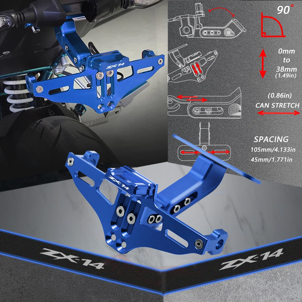 

Для KAWASAKI NINJA ZX14R ZX-14R ZX14 ZZR 1400 2006-2015 2014 2013 задний номерной знак задняя Рамка Держатель Кронштейн сигнал поворота