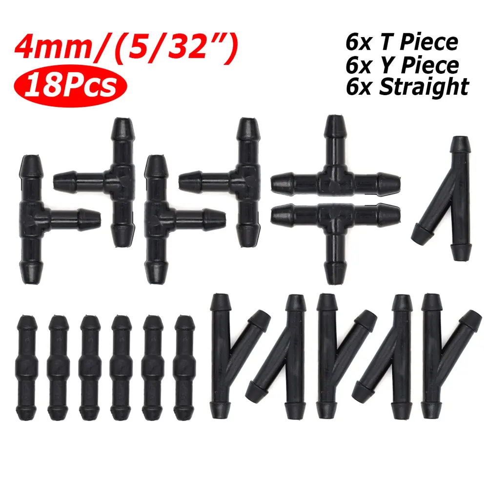 

18pcs Universal Wiper Joint Washer Joiner Pipe Tube Hose Connector T Y Straight 3 Way Air Fuel Water Wiper Washer Nozzle Hose