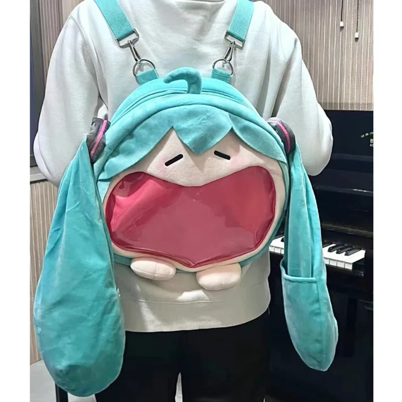 Anime Hatsune Miku Plush Bag Kawaii Miku Cosplay Plush Backpack Student Velvet Shoulder Bag Cartoon Purse Cute Shoulder Bag