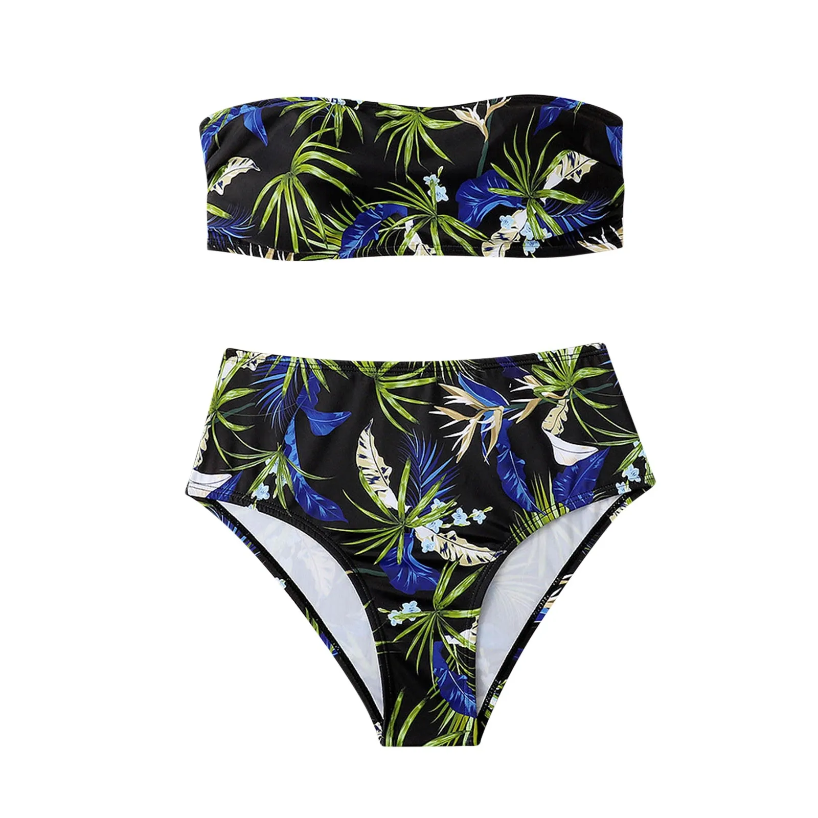 

Sexy Top Tube Bikini Bikini Waist Women's Swimsuit Split Floral High Swimsuit Swimwears Tankinis Set Swimwears bikini top