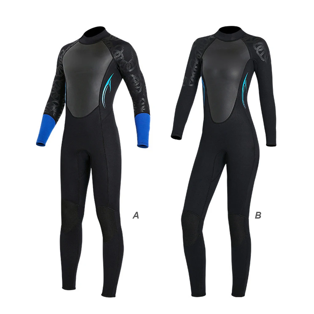 Diving Suit Warm High Efficiency Cold Proof Good Elasticity Breathable Swimsuits Wetsuit Classic Crew Neck  Men Black L