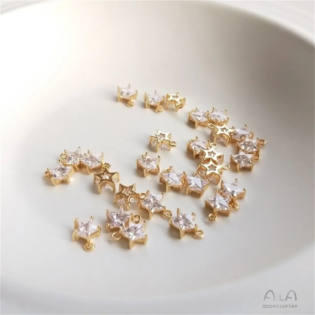 14-каратное золото инкрустированный пятиконечным цирконом кулон браслет ручной