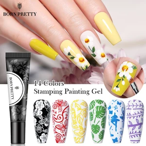 Гель-лак для стемпинга для ногтей BORN PRETTY, черно-белый УФ-гель, удаляемый замачиванием лак для ногтей, пластина для стемпинга для нейл-арта