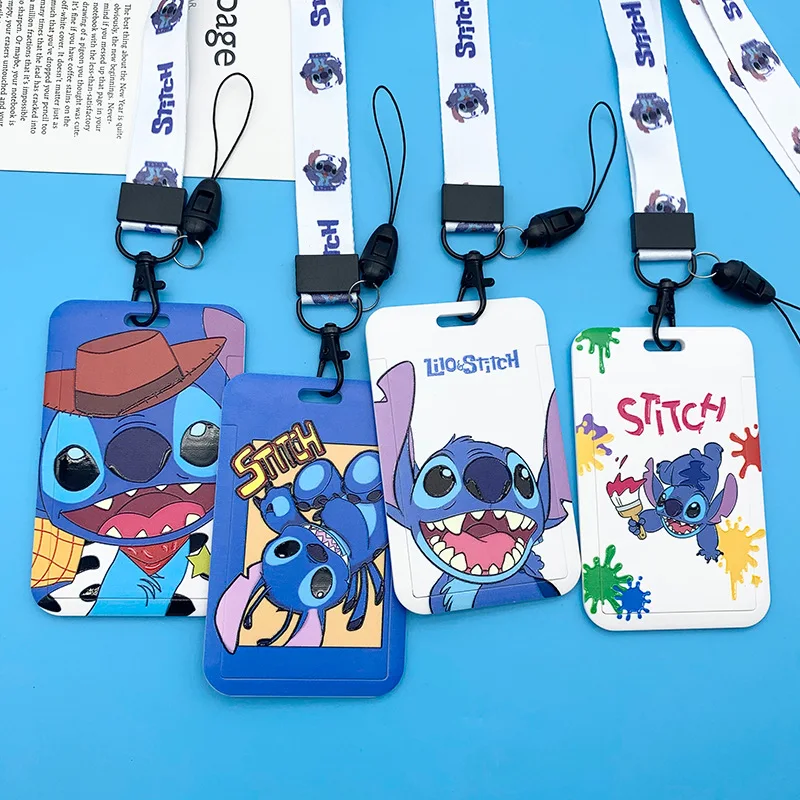 

Disney cartoon anime figure Stitch student card ID card case phone lanyard accessories Stitch bus card case sleeve kids toy gift
