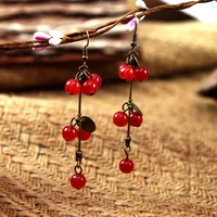 8seasons fashion ethnic drop earrings red blue ceramic beads pendants trendy jewelry for women accessories charms gift1 pair