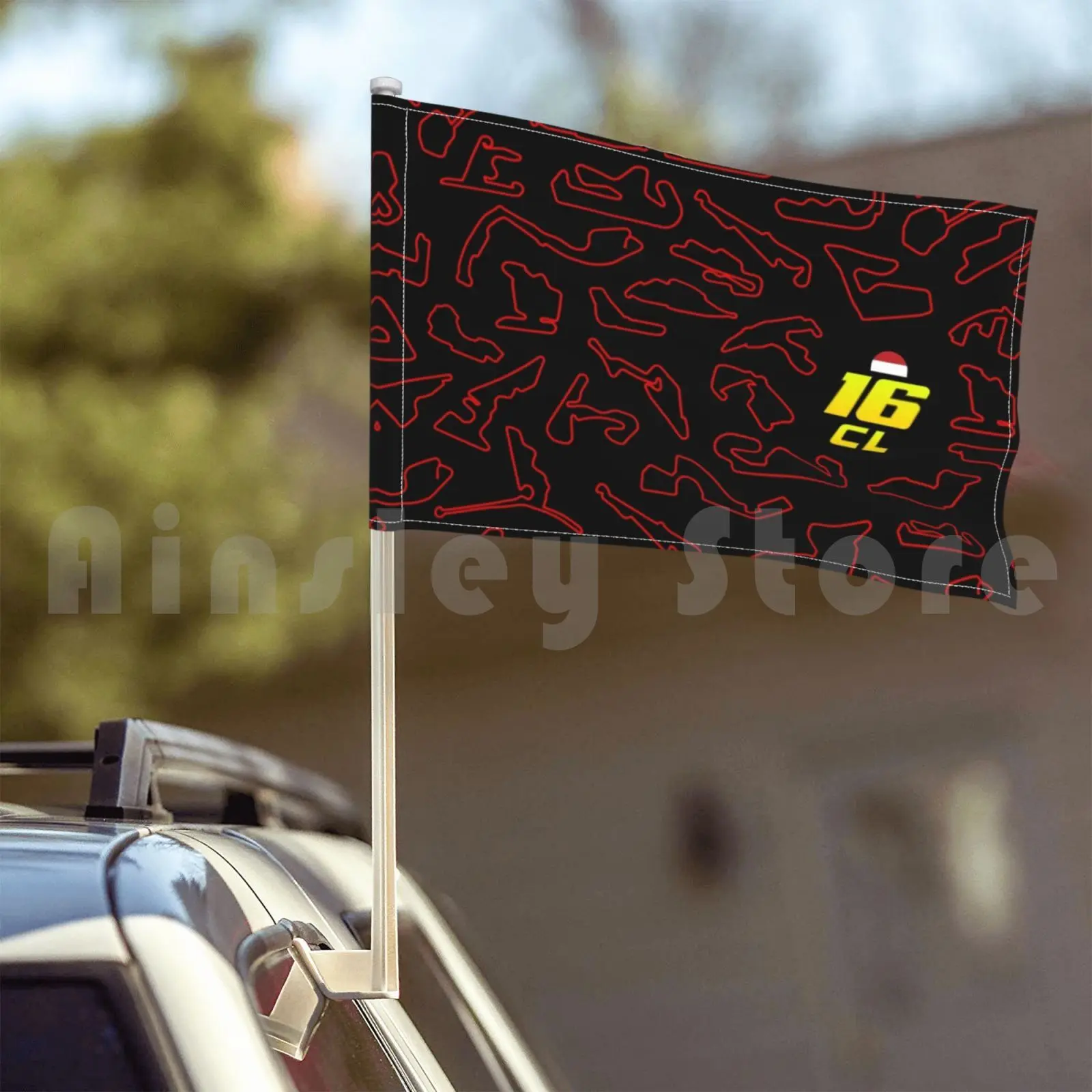 Cl 16-Circuits Pattern Outdoor Decor Flag Car Race Track Racing Scuderia Team Lecrerc Monaco Italy Italian