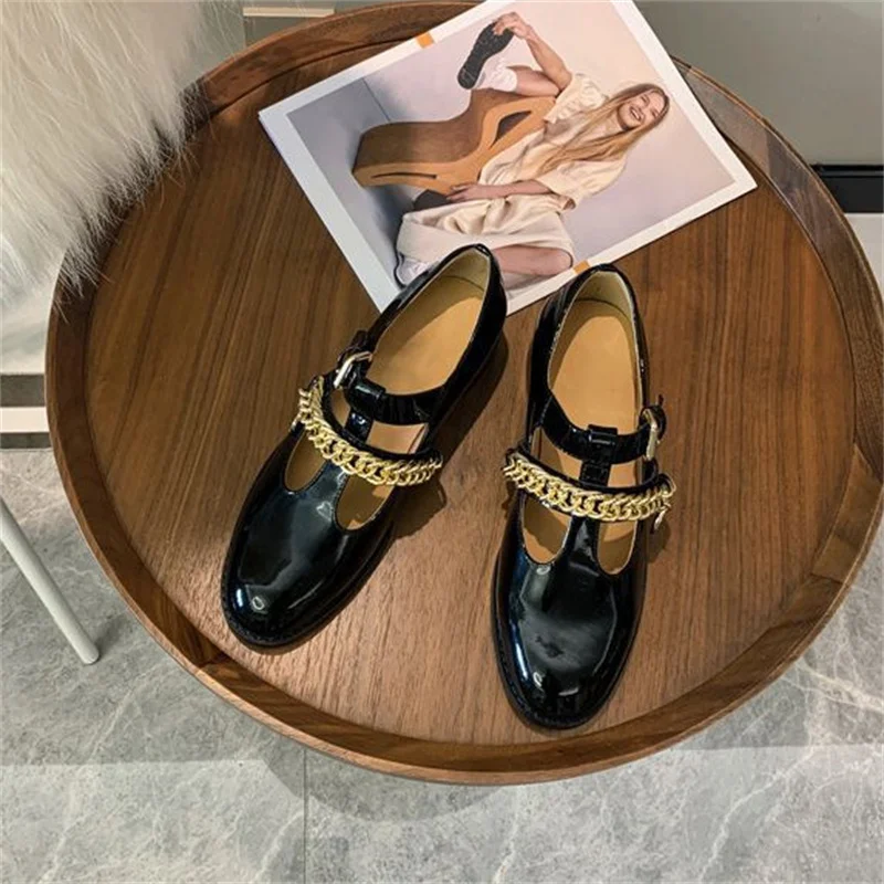 Metal Chain Loafers Pumps Mary Jane Shoes For Women Zapatos Mujer Primavera Veran Escarpins Heel Chaussure Femme Zapato De Tacón