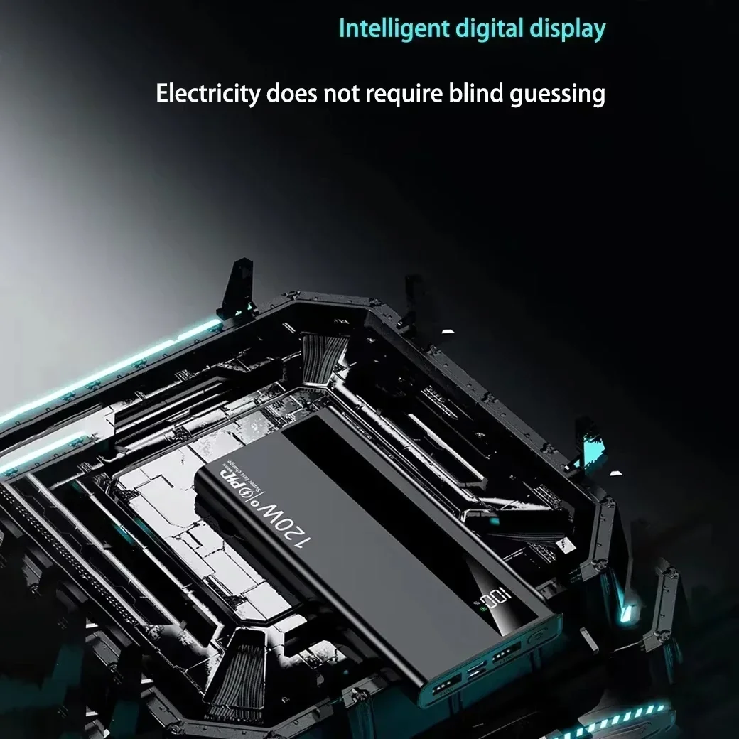 Фото Новый внешний аккумулятор Lenovo 2026 с высокой емкостью 500000 мАч, 3C, 120 Вт, сверхбыстрая зарядка, портативный, с LED-дисплеем, для iPhone и Samsung №3