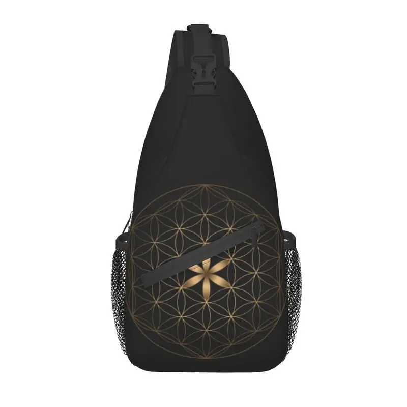 

Fashion Flower Of Life Sling Bag for Cycling Camping Men's Sacred Geometry Mandala Crossbody Chest Backpack Shoulder Daypack
