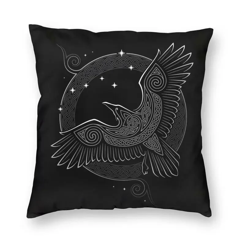 

Northern Raven Square Throw Pillow Cover Home Decor 3D Double Side Printed Norse Viking Crow Cushion Cover For Living Room